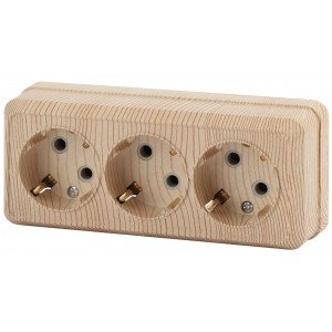 Фотография товара 'Эра Розетка 3х2P+E, 16А-250В, IP20, ОУ, Quadro, сосна Б0036148'