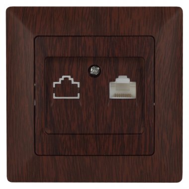 Фотография товара 'Эра Розетка Intro Solo 4-303-10 информационная RJ45, СУ, венге Б0043387'