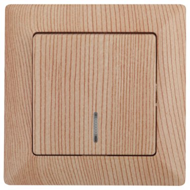 Фотография товара 'Эра Выключатель Intro Solo 4-102-11 одноклавишный с подсветкой, 10А-250В, IP20, СУ, сосна Б0053572'