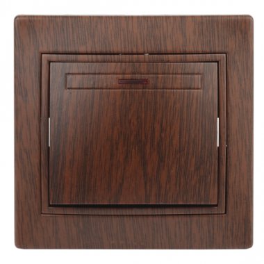 Фотография товара 'Эра Выключатель с подсветкой, 10А-250В, IP20, СУ, Plano, венге (10/200/2400) Б0030036'