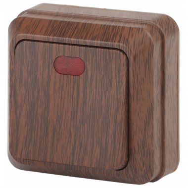 Фотография товара 'Эра Выключатель Intro Quadro 2-102-10 одноклавишный с подсветкой, 10А-250В, IP20, ОУ, венге Б0053745'