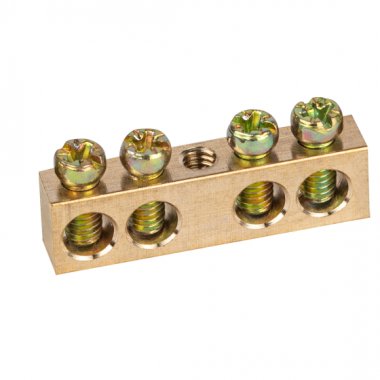 Фотография товара 'Эра Шина NO-122-12 PEN земля-ноль 6х9мм 4/1 латунная с креплениями по центру Б0047226'