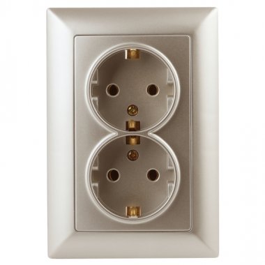 Фотография товара 'Эра Розетка 2X2P+E Schuko, 16А-250В, СУ, Solo, шампань Б0043336'