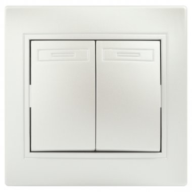 Фотография товара 'Эра Выключатель Intro Plano 1-104-06 двухклавишный, 10А-250В, IP20, СУ, перламутр Б0053767'