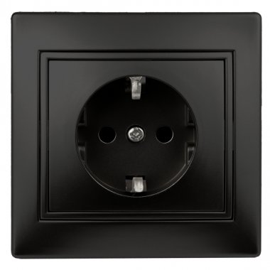 Фотография товара 'Эра Розетка Intro Plano 1-206-05 с заземлением 2P+E Schuko со шторками, 16А-250В, IP20, СУ, антрацит Б0053928'