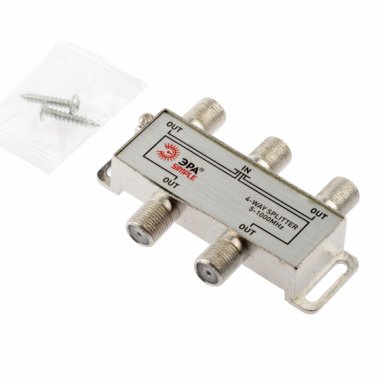 Фотография товара 'Эра ДЕЛИТЕЛЬ ТВ х 4 под F разъём 5-1000 МГц, simple (10/200/7200), Б0048322'