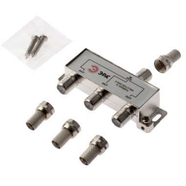 Фотография товара 'Эра Делитель ТВ ЭРА D-F-05 3 ответвления под F разъём в комплекте 4 F разъёма 5-1000 МГц, Б0048324'