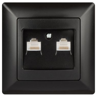 Фотография товара 'Эра Розетка информационная 2xRJ45, СУ, Solo, антрацит Б0043393'