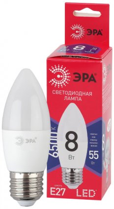 Фотография товара 'Эра LED B35-8W-865-E27 R (диод, свеча, 8Вт, хол, E27) Б0045342'