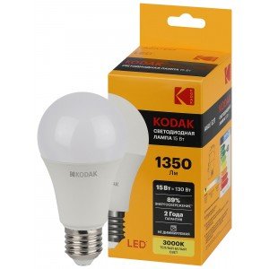 Фотография товара 'Эра Лампочка светодиодная Kodak LED KODAK A60-15W-830-E27 E27 / Е27 15Вт груша Б0057608'