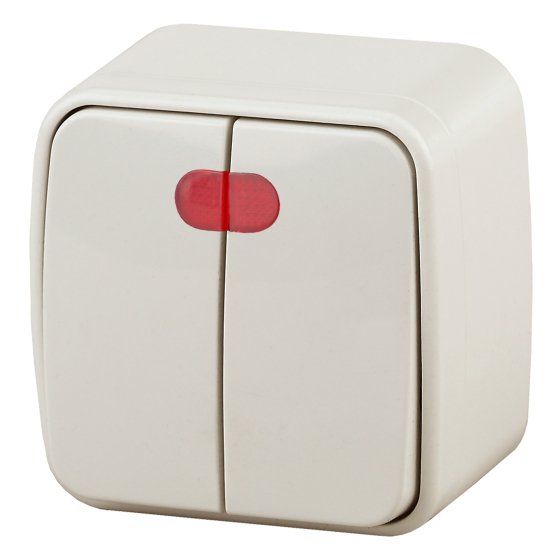 Фотография товара 'Эра Выключатель Intro Polo 3-105-02 двухклавишный с подсветкой, 10A-250В, IP20, ОУ, слоновая кость Б0053545'