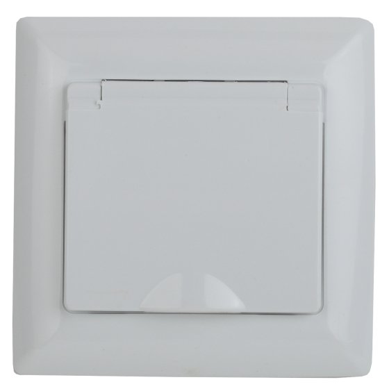 Фотография товара 'Эра Розетка 2P+E Schuko с крышкой штор., 16А-250В, СУ, IP44, Solo, белый Б0043361'