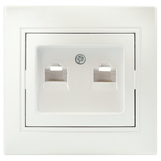 Фотография товара 'Эра Розетка Intro Plano 1-304-06 информационная двойная 2xRJ45, IP20, СУ, перламутр Б0053988'