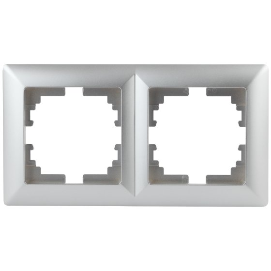 Фотография товара 'Эра Рамка для розеток и выключателей Intro Solo 4-502-03 на 2 поста, СУ, алюминий Б0043412'