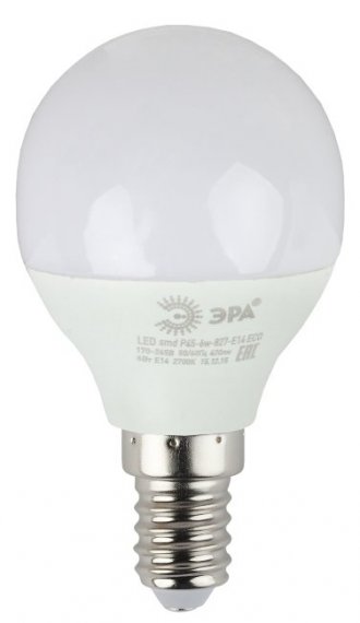 Фотография товара 'Эра Лампа светодиодная ECO LED P45-6W-840-E14 (диод, шар, 6Вт, нейтр, E14) Б0019077'