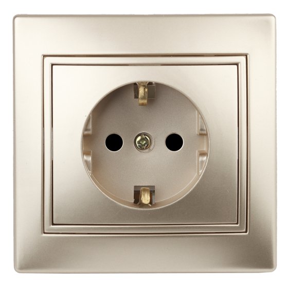 Фотография товара 'Эра Розетка 2P+E Schuko, 16А-250В, IP20, СУ, Plano, шампань (10/200/2000) Б0030059'