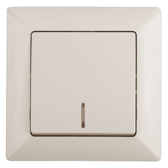 Фотография товара 'Эра Выключатель Intro Solo 4-102-02 одноклавишный с подсветкой, 10А-250В, IP20, СУ, слоновая кость Б0053559'