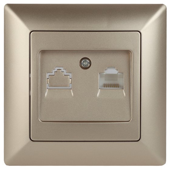 Фотография товара 'Эра Розетка Intro Solo 4-303-04 информационная RJ45, СУ, шампань Б0043385'