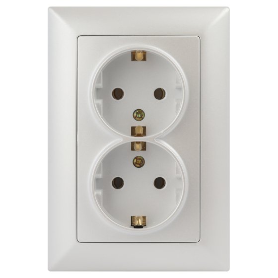 Фотография товара 'Эра Розетка Intro Solo 4-205-06 с заземлением двойная 2X2P+E Schuko, 16А-250В, IP20, СУ, перламутр Б0053678'