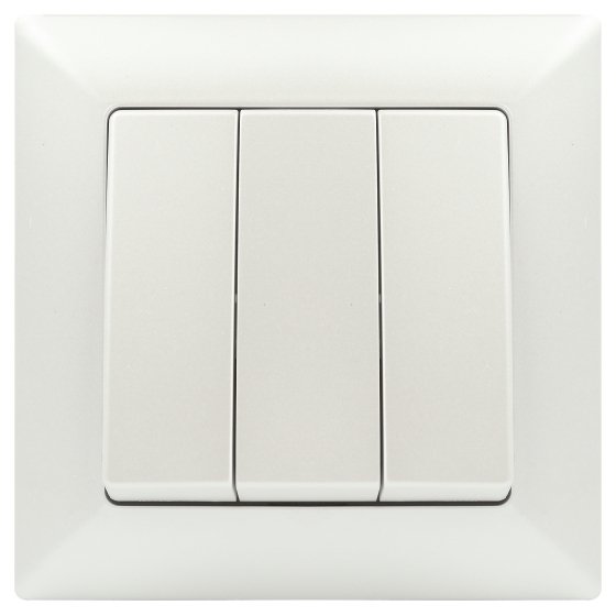 Фотография товара 'Эра Выключатель Intro Solo 4-106-06 трехклавишный 10А-250В, IP20, СУ, перламутр Б0053606'