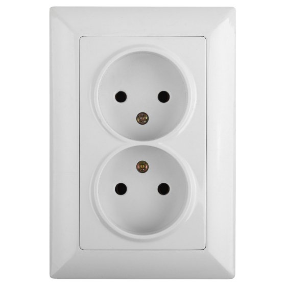 Фотография товара 'Эра Розетка Intro Solo 4-204-01 без заземления двойная 2х2P, 16А-250В, IP20, СУ, белый Б0053666'