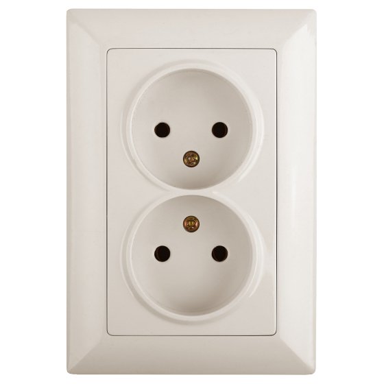 Фотография товара 'Эра Розетка Intro Solo 4-204-02 без заземления 2х2P, 16А-250В, IP20, СУ, слоновая кость Б0053667'