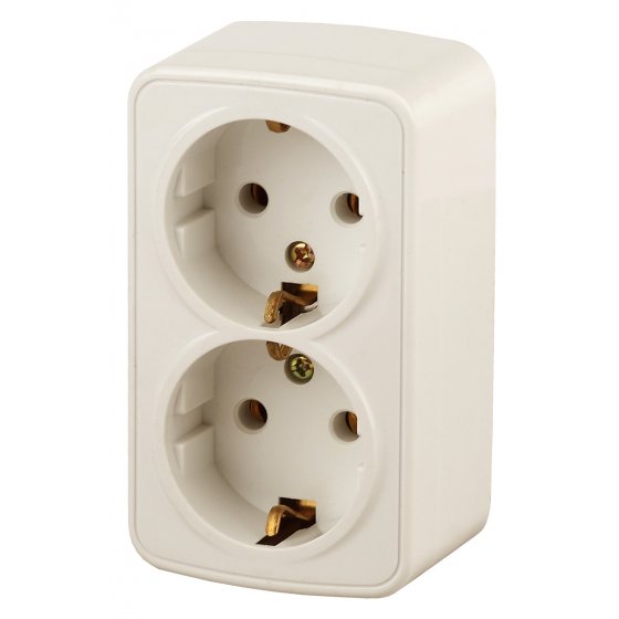 Фотография товара 'Эра Розетка 2х2P+E Schuko, 16А-250В, IP20, ОУ, Polo, сл.кость (12/240/2880) Б0036131'