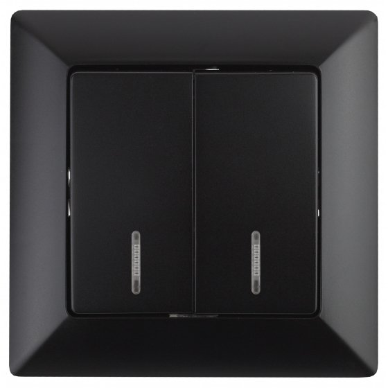 Фотография товара 'Эра Выключатель Intro Solo 4-105-05 двухклавишный с подсветкой, 10А-250В, IP20, СУ, Solo, антрацит Б0053597'