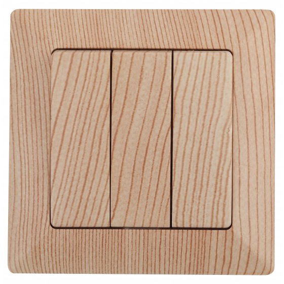 Фотография товара 'Эра Выключатель тройной, 10А-250В, СУ, Solo, сосна Б0043304'