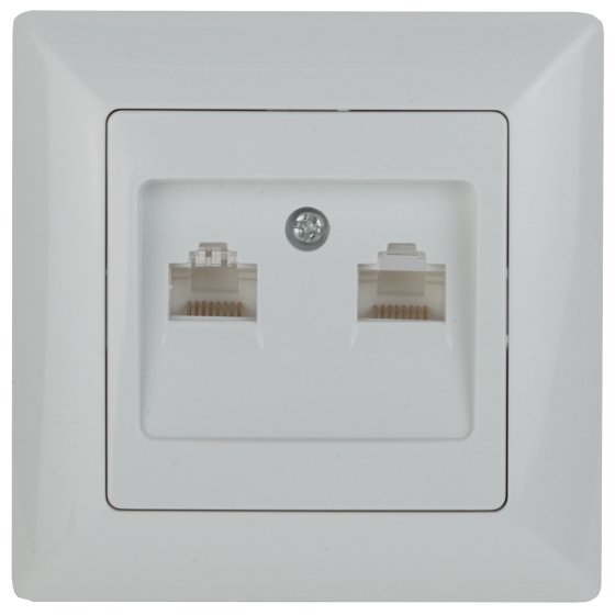 Фотография товара 'Эра Розетка Intro Solo 4-304-01 информационная двойная 2xRJ45, СУ, белый Б0043389'