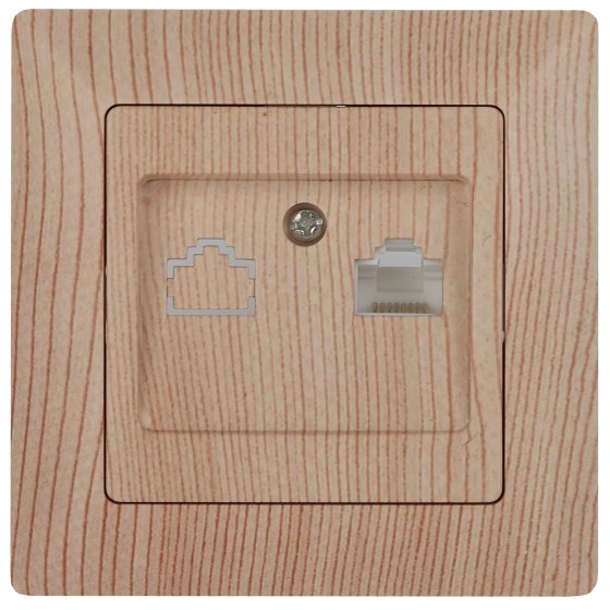 Фотография товара 'Эра Розетка Intro Solo 4-303-11 информационная RJ45, СУ, сосна Б0043388'