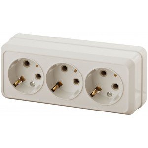 Фотография товара 'Эра Розетка 3х2P+E, 16А-250В, IP20, ОУ, Quadro, сл.кость Б0036146'