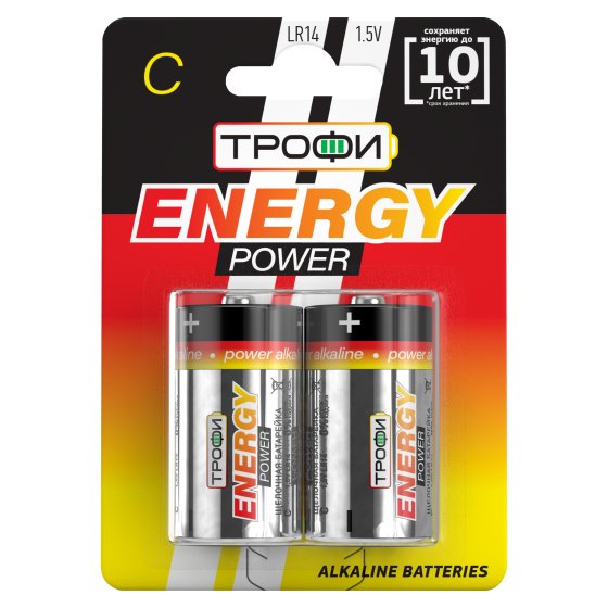 Фотография товара 'Эра Батарейки Трофи LR14-2BL ENERGY POWER Alkaline (12/96/6720) C0034932'