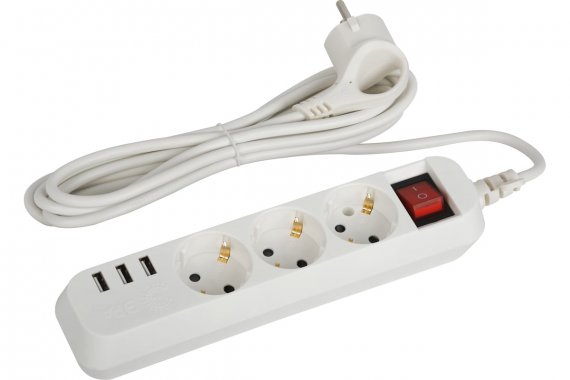 Фотография товара 'Эра Б0052900 Удлинитель электрический U-3es-1,5m-USB c заземлением'