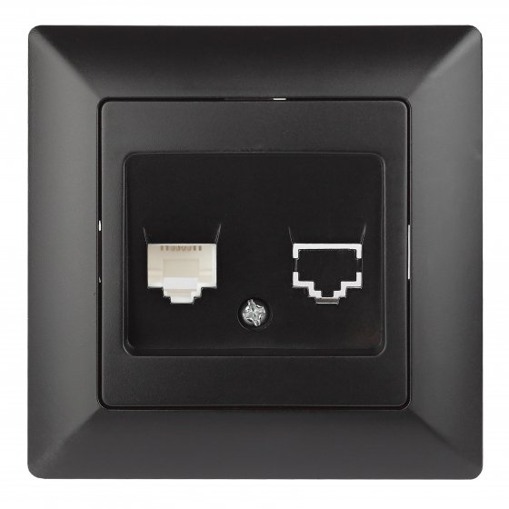 Фотография товара 'Эра Розетка телефонная RJ11, СУ, Solo, антрацит Б0043379'