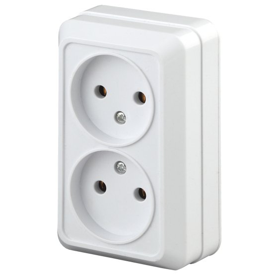 Фотография товара 'Эра Розетка 2х2P, 16А-250В, ОУ, б.м.п., Quadro, белый Б0038871'