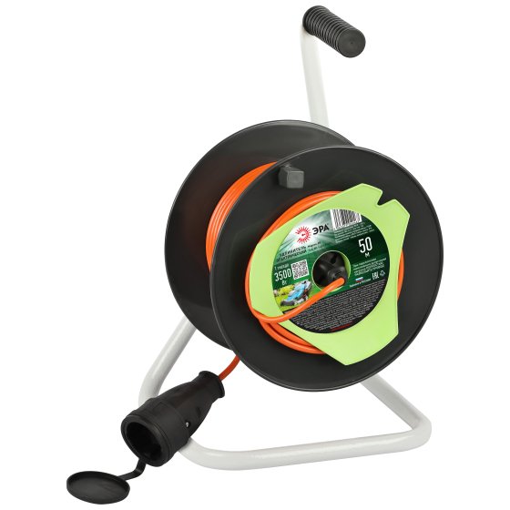 Фотография товара 'Эра Удлинитель силовой RP-1-2x1.5-50m на пластиковой катушке без заземления 1 розетка 50м ПВС 2x1,5мм2 Б0059772'