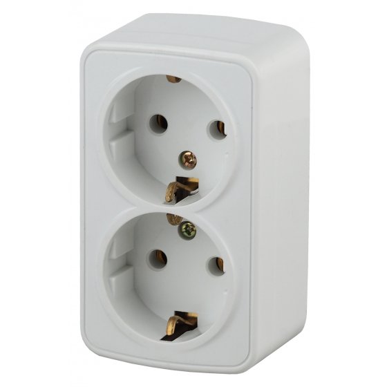 Фотография товара 'Эра Розетка 2х2P+E Schuko, 16А-250В, IP20, ОУ, Polo, белый (12/240/2880) Б0036100'