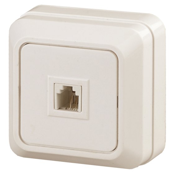 Фотография товара 'Эра Розетка телефонная RJ11, IP20, ОУ, Quadro, сл.кость Б0027662'