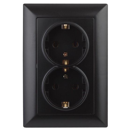 Фотография товара 'Эра Розетка 2X2P+E Schuko, 16А-250В, СУ, Solo, антрацит Б0043337'