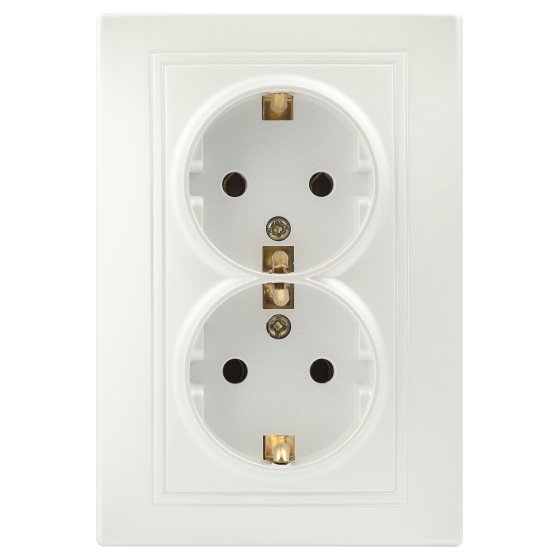 Фотография товара 'Эра Розетка Intro Plano 1-205-06 с заземлением двойная 2X2P+E Schuko, 16А-250В, IP20, СУ, перламутр Б0053920'