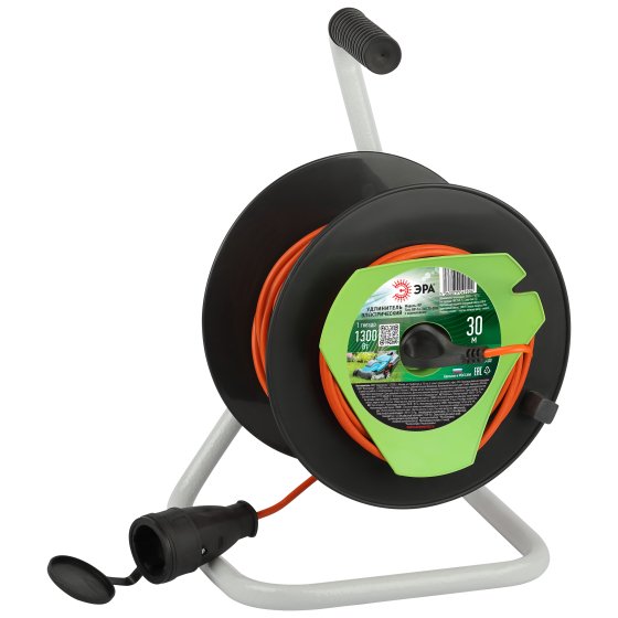 Фотография товара 'Эра Удлинитель силовой RP-1e-3х0.75-30m на пластиковой катушке c заземлением 1 розетка 30м ПВС 3х0,75мм2 Б0059774'