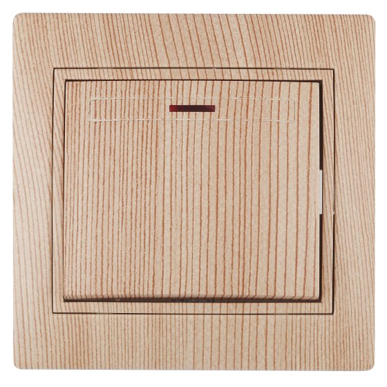 Фотография товара 'Эра Выключатель Intro Plano 1-102-11 одноклавишный с подсветкой, 10А-250В, IP20, СУ, сосна Б0053740'