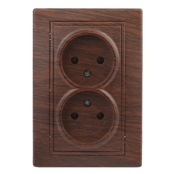 Фотография товара 'Эра Розетка Intro Plano 1-204-10 без заземления двойная 2х2P, 16А-250В, IP20, СУ, венге Б0053913'