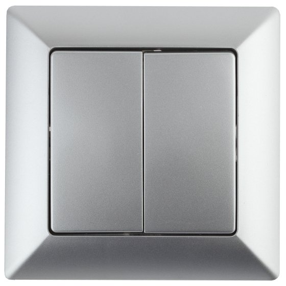 Фотография товара 'Эра Переключатель Intro Solo 4-107-03 двухклавишный 10А-250В, IP20, СУ, алюминий Б0053611'