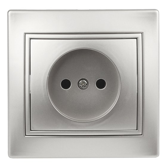 Фотография товара 'Эра Розетка 2P, 16А-250В, IP20, СУ, Plano, алюминий (10/200/2400) Б0030054'