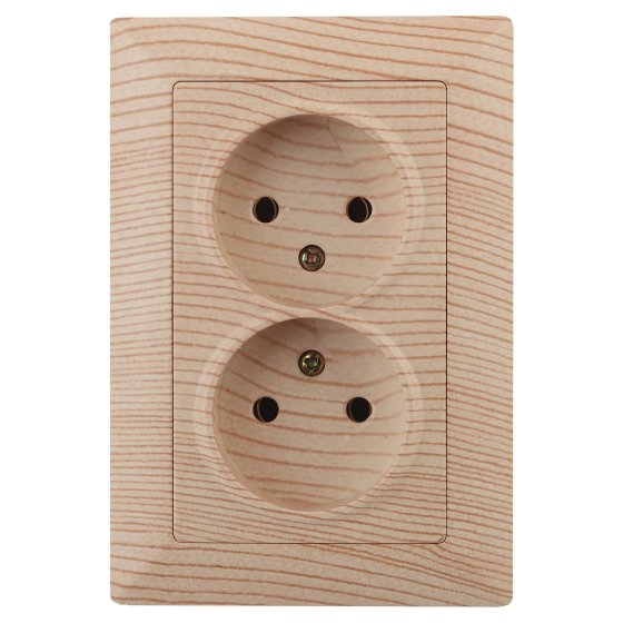 Фотография товара 'Эра Розетка Intro Solo 4-204-11 без заземления двойная 2х2P, 16А-250В, IP20, СУ, сосна Б0053673'