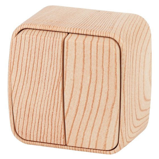 Фотография товара 'Эра Выключатель Intro Polo 3-104-11 двухклавишный, 10A-250В, IP20, ОУ, сосна Б0053541'