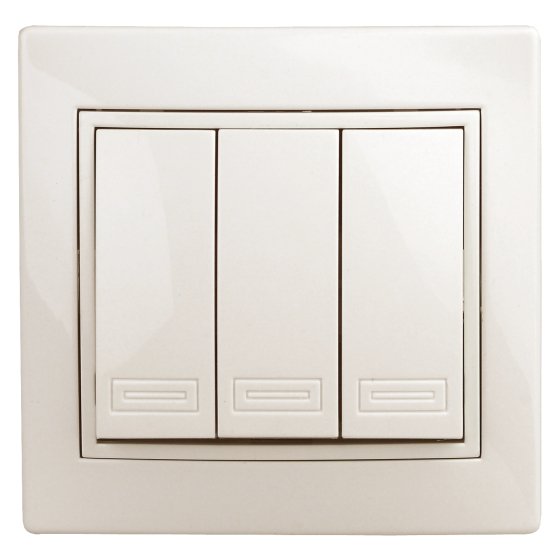 Фотография товара 'Эра Выключатель тройной, 10А-250В, IP20, СУ, Plano, сл.кость (10/200/2400) Б0027606'