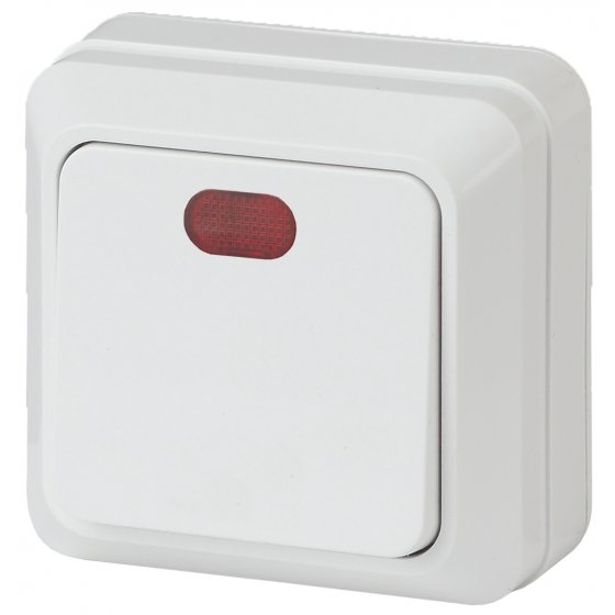 Фотография товара 'Эра Выключатель с подсветкой, 10А-250В, IP20, ОУ, Quadro, белый Б0027634'